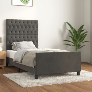 vidaXL Bedframe zonder matras 90x200 cm fluweel donkergrijs