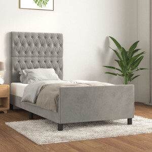 vidaXL Bedframe zonder matras 100x200 cm fluweel lichtgrijs