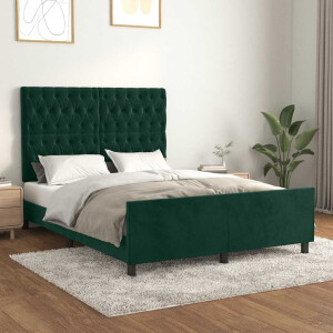 vidaXL Bedframe zonder matras 140x190 cm fluweel donkergroen