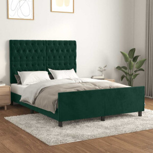 vidaXL Bedframe zonder matras 140x200 cm fluweel donkergroen