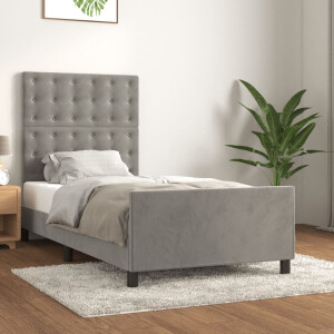 vidaXL Bedframe zonder matras 100x200 cm fluweel lichtgrijs