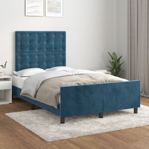 vidaXL Bedframe zonder matras 120x200 cm fluweel donkerblauw