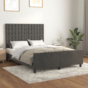 vidaXL Bedframe zonder matras 140x190 cm fluweel donkergrijs