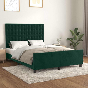 vidaXL Bedframe zonder matras 140x200 cm fluweel donkergroen