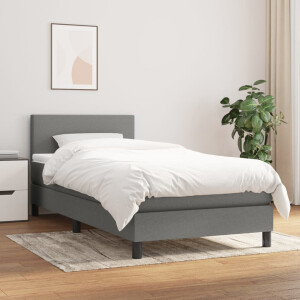 vidaXL Boxspring met matras stof donkergrijs 100x200 cm