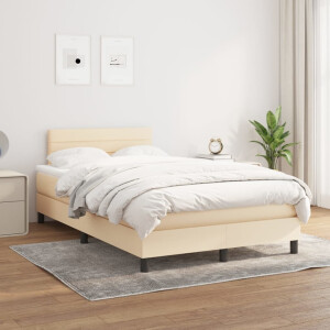vidaXL Boxspring met matras stof crèmekleurig 120x200 cm
