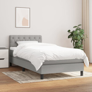vidaXL Boxspring met matras stof lichtgrijs 80x200 cm