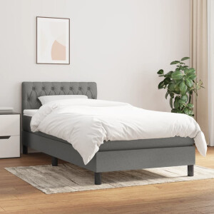 vidaXL Boxspring met matras stof donkergrijs 100x200 cm
