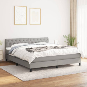 vidaXL Boxspring met matras stof lichtgrijs 160x200 cm