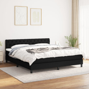 vidaXL Boxspring met matras stof zwart 160x200 cm