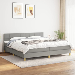 vidaXL Boxspring met matras stof lichtgrijs 200x200 cm