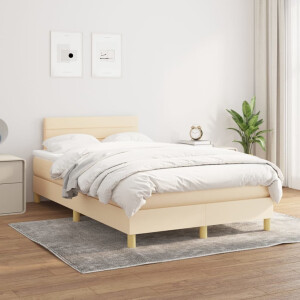 vidaXL Boxspring met matras stof crèmekleurig 120x200 cm