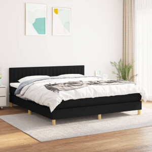 vidaXL Boxspring met matras stof zwart 180x200 cm