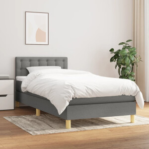 vidaXL Boxspring met matras stof donkergrijs 90x190 cm