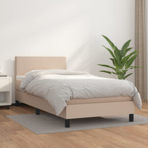 vidaXL Boxspring met matras kunstleer cappuccinokleurig 90x200 cm