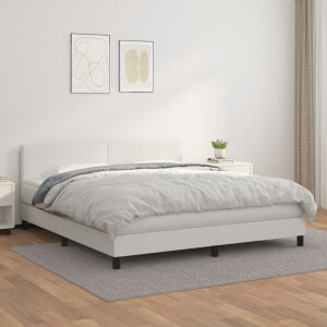 vidaXL Boxspring met matras kunstleer wit 160x200 cm