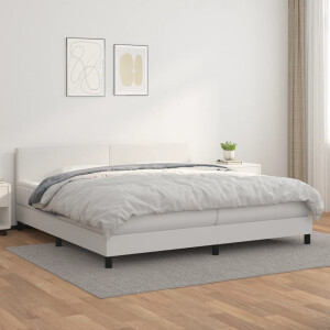vidaXL Boxspring met matras kunstleer wit 200x200 cm