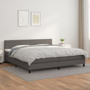 vidaXL Boxspring met matras kunstleer grijs 200x200 cm
