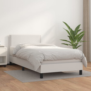 vidaXL Boxspring met matras kunstleer wit 80x200 cm