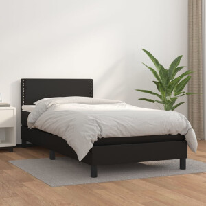 vidaXL Boxspring met matras kunstleer zwart 100x200 cm
