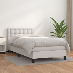 vidaXL Boxspring met matras kunstleer wit 80x200 cm