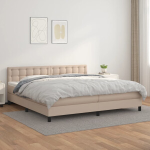 vidaXL Boxspring met matras kunstleer cappuccinokleurig 200x200 cm