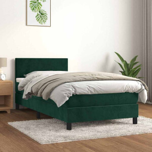 vidaXL Boxspring met matras fluweel donkergroen 80x200 cm