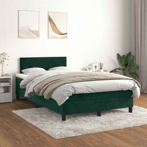 vidaXL Boxspring met matras fluweel donkergroen 120x200 cm