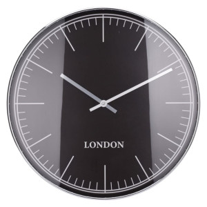 H&S Collection Wandklok London zilver zwart