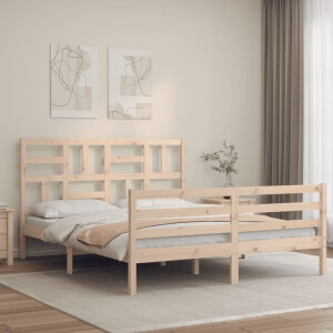 vidaXL Bedframe met hoofdbord massief hout 160x200 cm