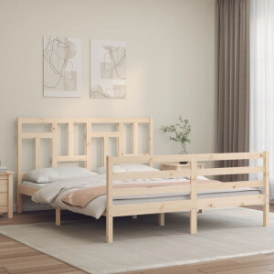 vidaXL Bedframe met hoofdbord massief hout 160x200 cm