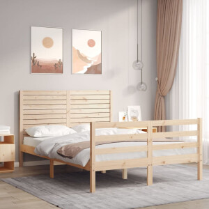 vidaXL Bedframe met hoofdbord massief hout