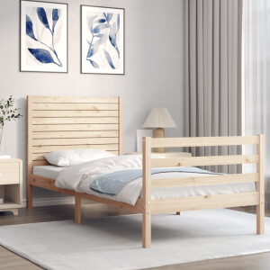 vidaXL Bedframe met hoofdbord massief hout 100x200 cm