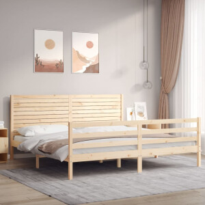 vidaXL Bedframe met hoofdbord massief hout