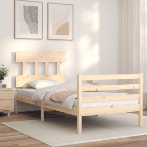 vidaXL Bedframe met hoofdbord massief hout