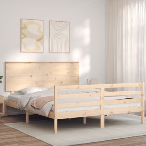 vidaXL Bedframe met hoofdbord massief hout