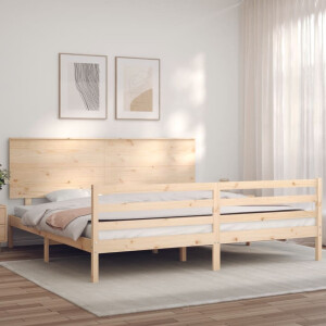 vidaXL Bedframe met hoofdbord massief hout