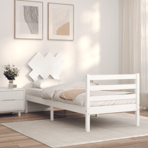 vidaXL Bedframe met hoofdbord massief hout wit