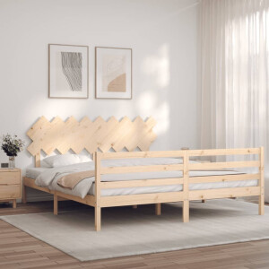 vidaXL Bedframe met hoofdbord massief hout