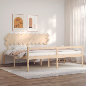 vidaXL Seniorenbed met hoofdbord massief hout 200x200 cm
