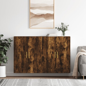 vidaXL Hangkasten 2 st 69,5x34x90 cm gerookt eikenkleurig