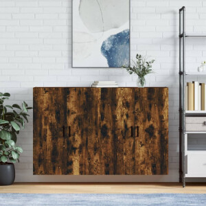 vidaXL Hangkasten 2 st 69,5x34x90 cm gerookt eikenkleurig