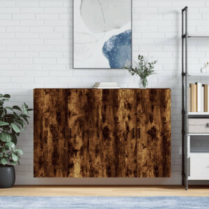 vidaXL Hangkasten 2 st 69,5x34x90 cm gerookt eikenkleurig