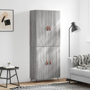 vidaXL Hoge kast 69,5x34x180 cm bewerkt hout grijs sonoma eikenkleurig