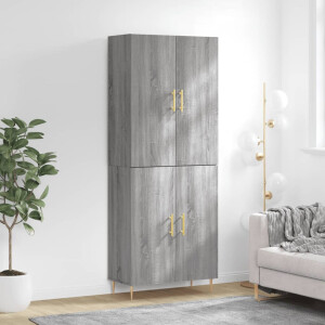 vidaXL Hoge kast 69,5x34x180 cm bewerkt hout grijs sonoma eikenkleurig