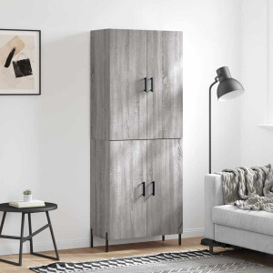 vidaXL Hoge kast 69,5x34x180 cm bewerkt hout grijs sonoma eikenkleurig
