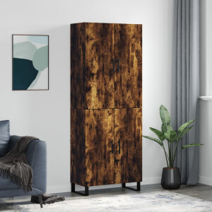 vidaXL Hoge kast 69,5x34x180 cm bewerkt hout gerookt eikenkleurig