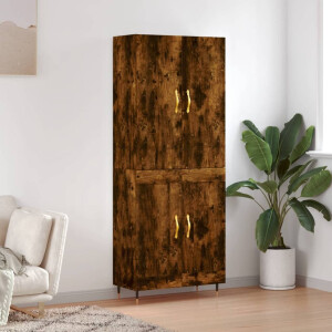 vidaXL Hoge kast 69,5x34x180 cm bewerkt hout gerookt eikenkleurig