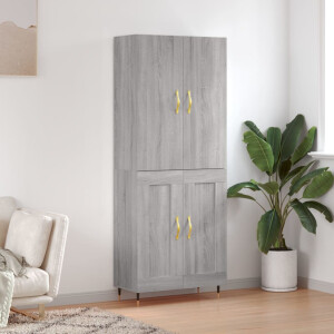 vidaXL Hoge kast 69,5x34x180 cm bewerkt hout grijs sonoma eikenkleurig
