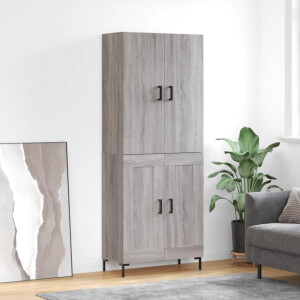 vidaXL Hoge kast 69,5x34x180 cm bewerkt hout grijs sonoma eikenkleurig
